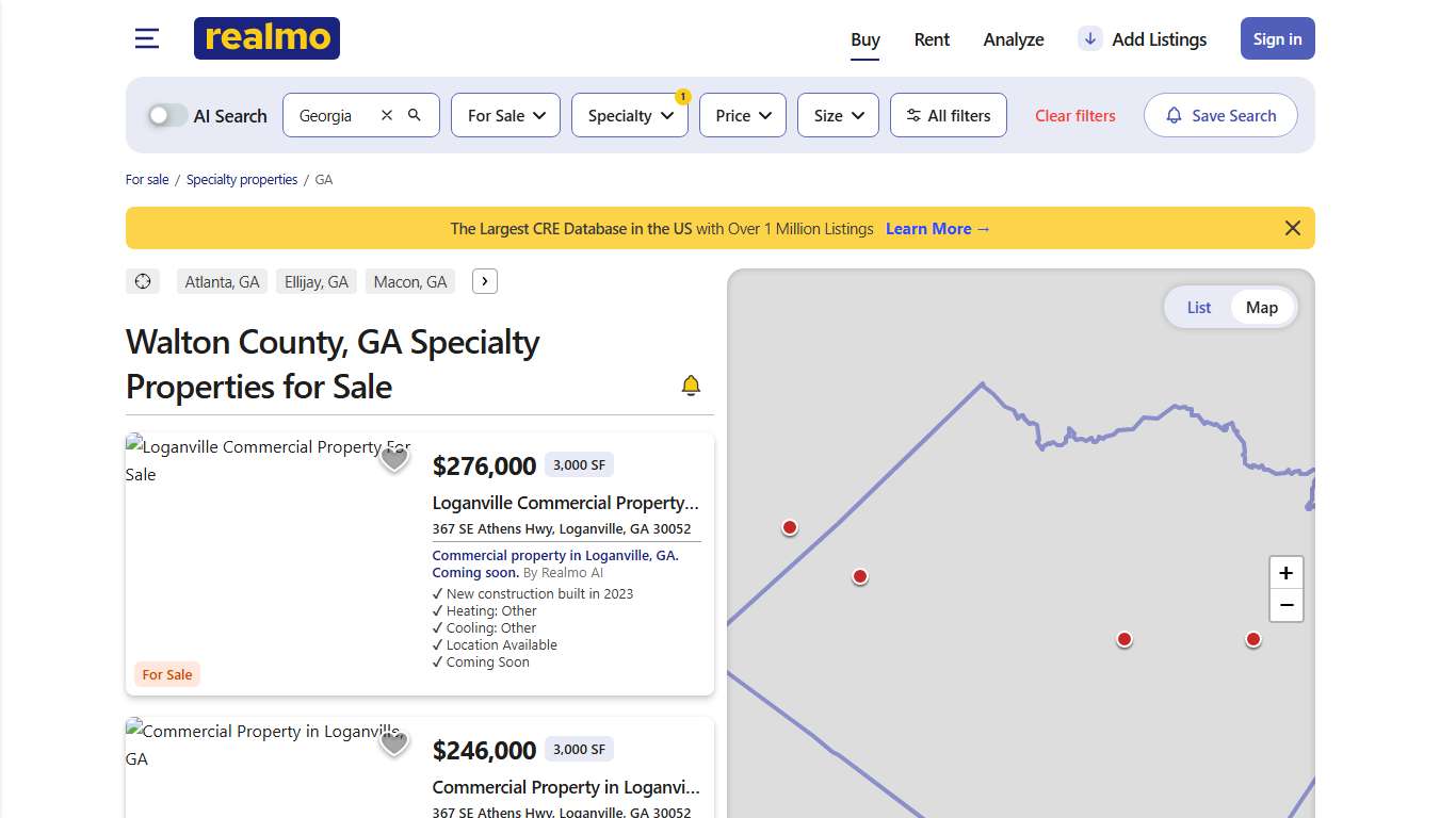 Walton County, GA Specialty properties for sale Realmo